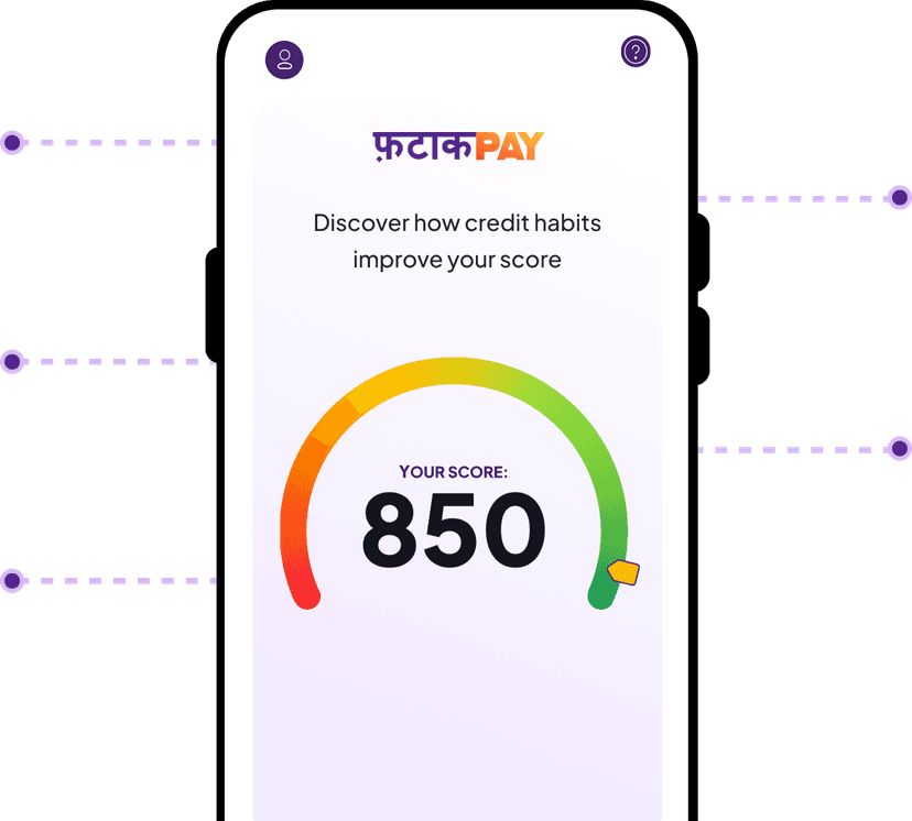 Credit score improvement screen displaying an 850 score on the FatakPay app