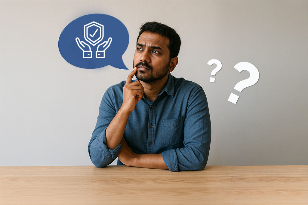 Thoughtful man comparing insurance plans to choose the best coverage with FatakPay Insurance.