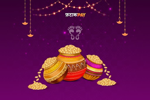 Festive diyas and garlands symbolizing Dhanteras, celebrating wealth, prosperity, and happiness.