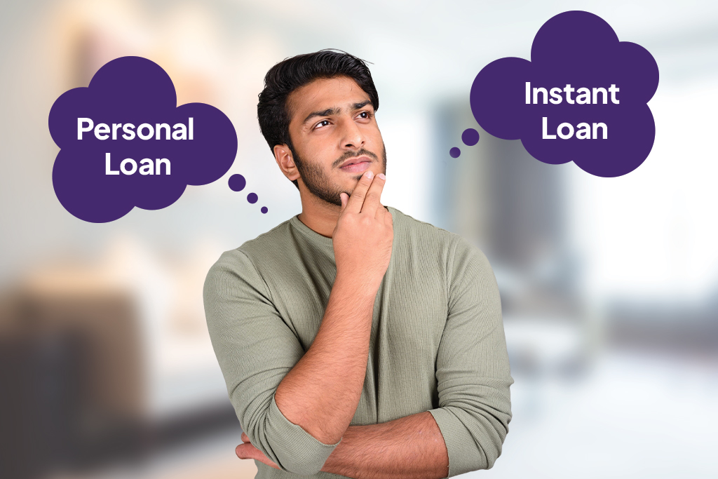 Person comparing personal loan vs instant loan with FatakPay to help make the right choice.