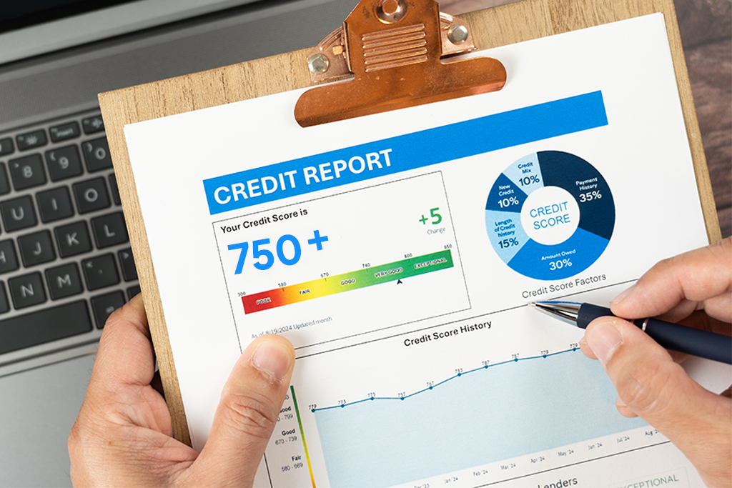 A credit report showing a 750+ CIBIL score can improve credit health and get instant loan approval.